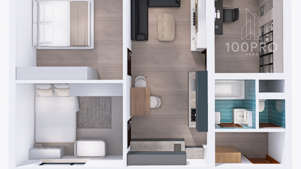 Pohodlné bývanie: samostatná kuchyňa a priestranná chodba