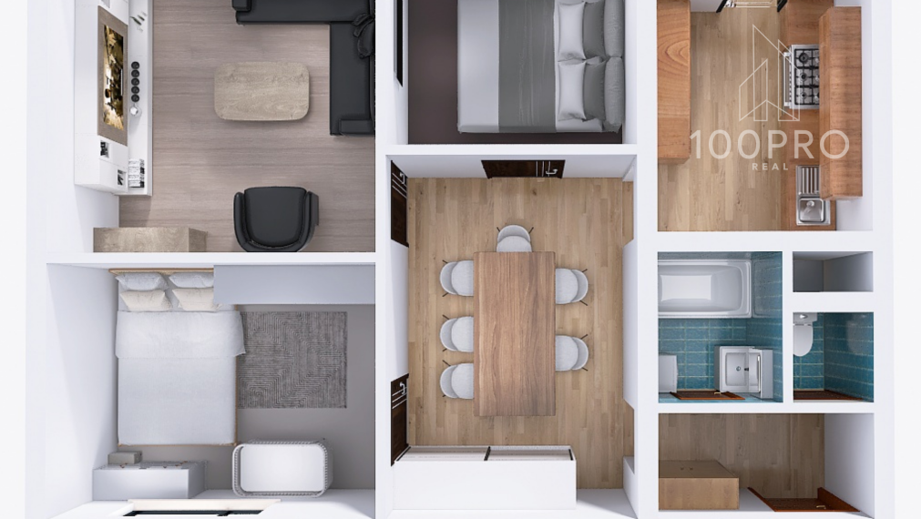 Pohodlné bývanie: samostatná kuchyňa a priestranná chodba