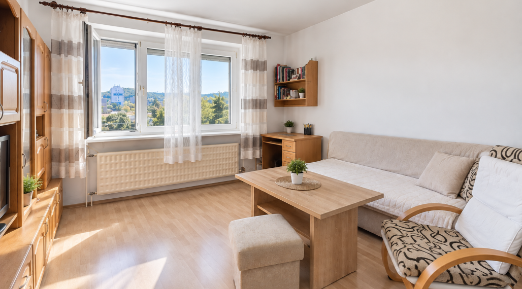 Hotová, zariadená, slnečná – garsónka v centre Dúbravky